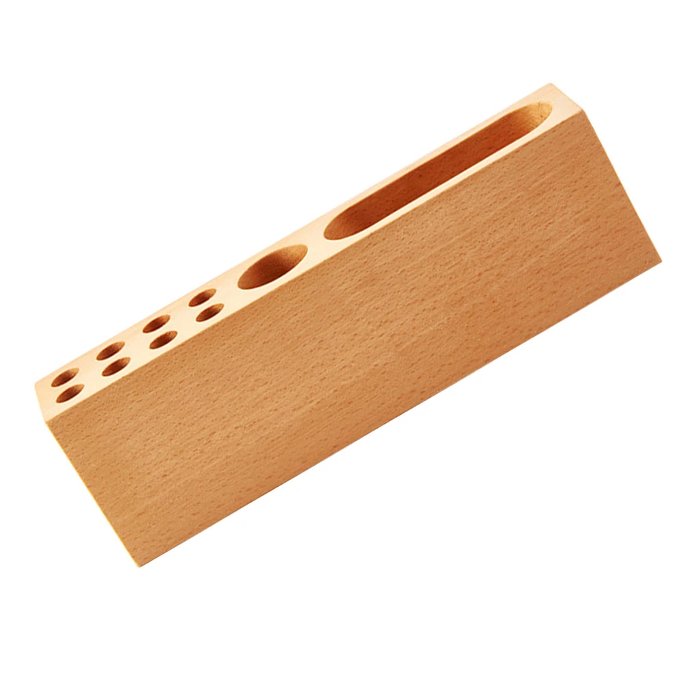 

Solid Wood Pen Holder Desktop Creative Pot Storage Bucket Stationery Organizer Decor Business Card Pencil Basket