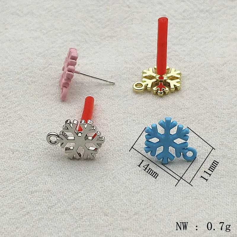 New Arrival! 11mm 100pcs Christmas Snowflake Earrings Stud Connector For Handmade Earrings DIY Parts,Jewelry Findings&Components