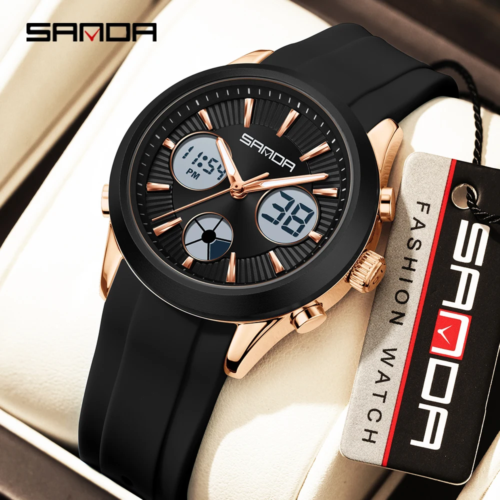 

SANDA Новинка 9105, роскошные студенческие электронные часы, спортивные многофункциональные водонепроницаемые ночные часы с обратным отсчетом, студенческие электронные часы