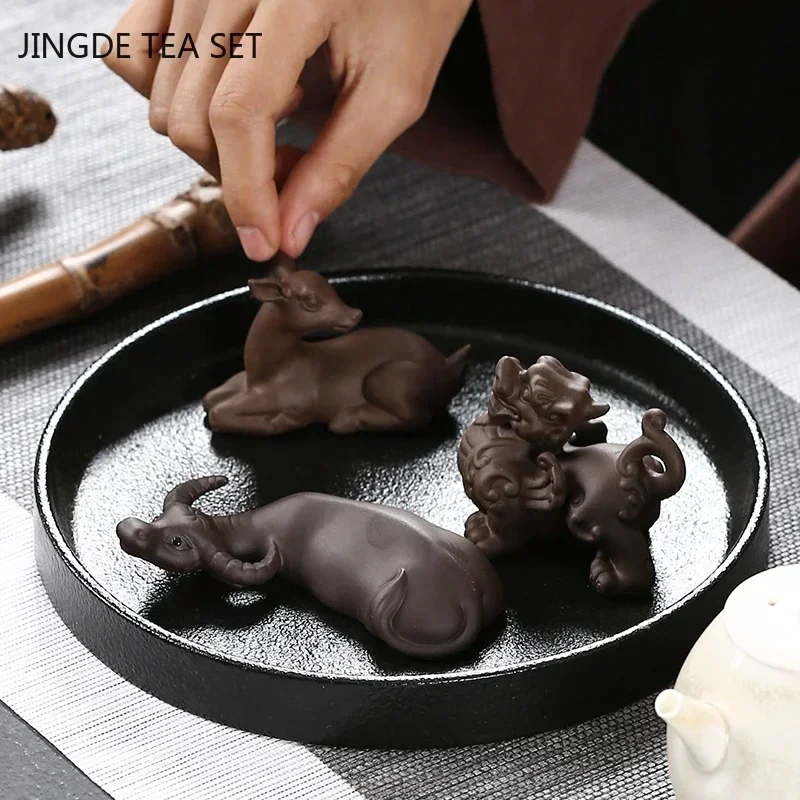 Chinese Yixing Purple Clay Tea Pet Handmade Animal and Plant Model Tea Figurine Ornaments Tea Set Decoration Exquisite Gifts