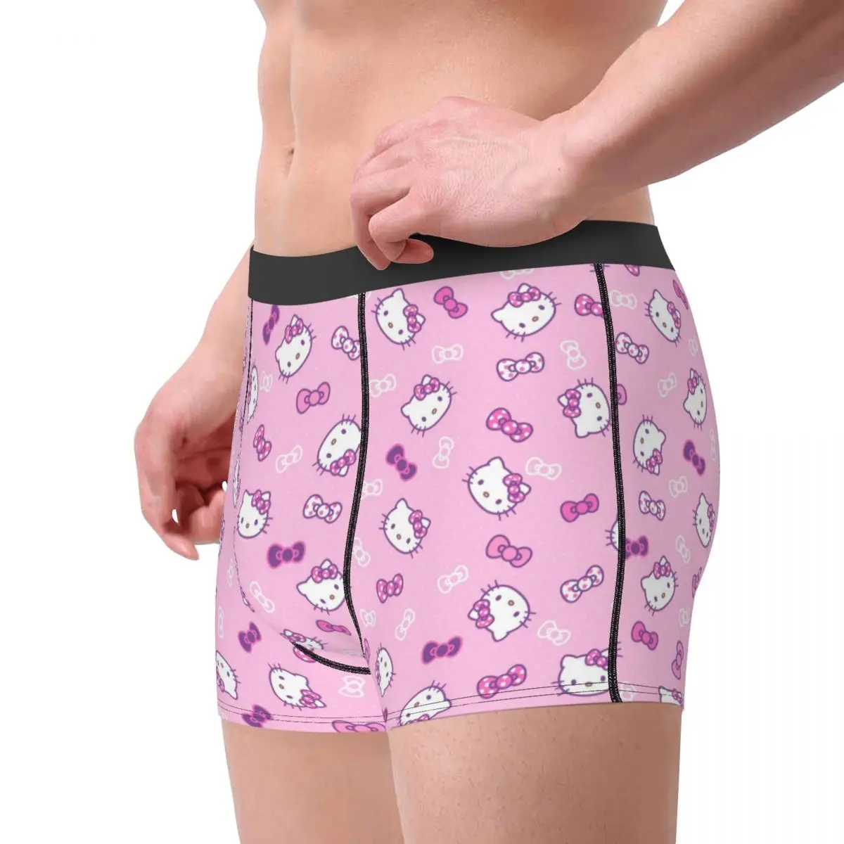 Personalizado divertido patrón de Hello Kitty Boxers pantalones cortos bragas calzoncillos masculinos calzoncillos transpirables ropa interior