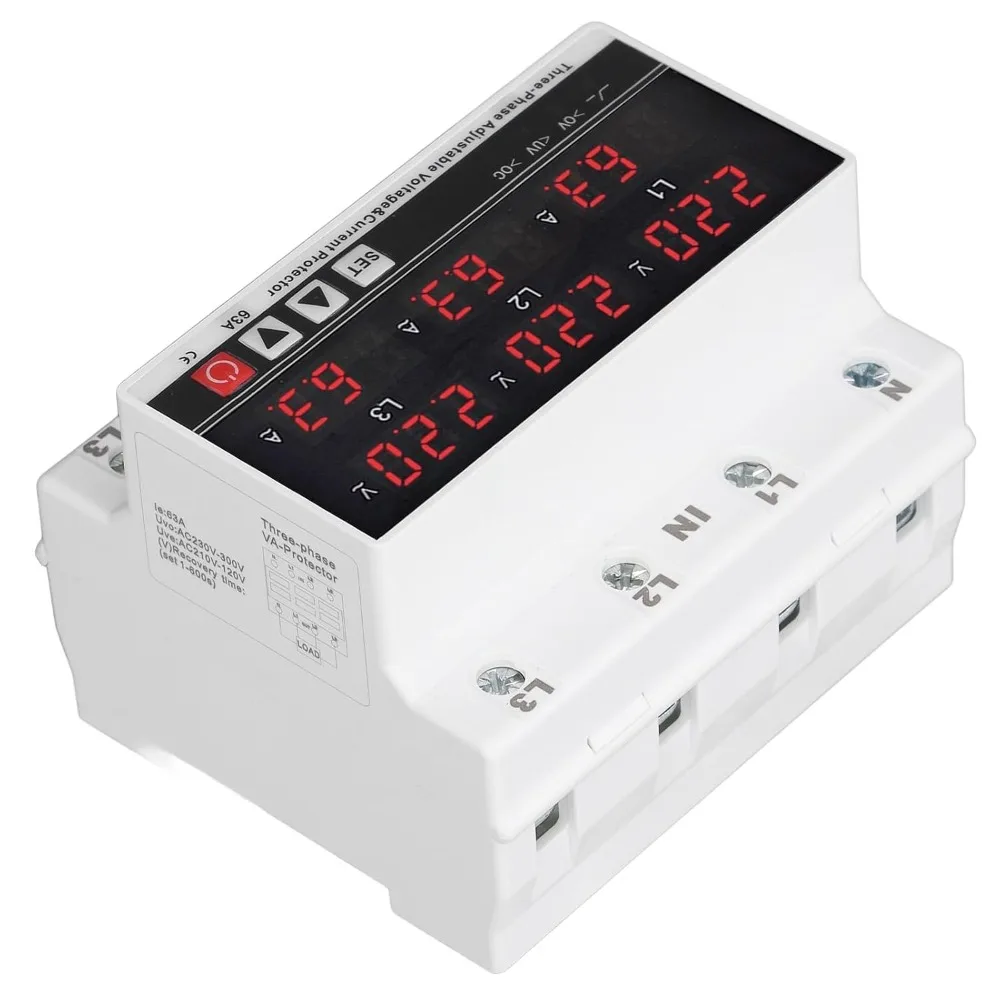 PC Under Voltage Protector AC120V-300V 63A Rating Voltage Monitoring Relay 3P4W Configuration Adjustable Setting