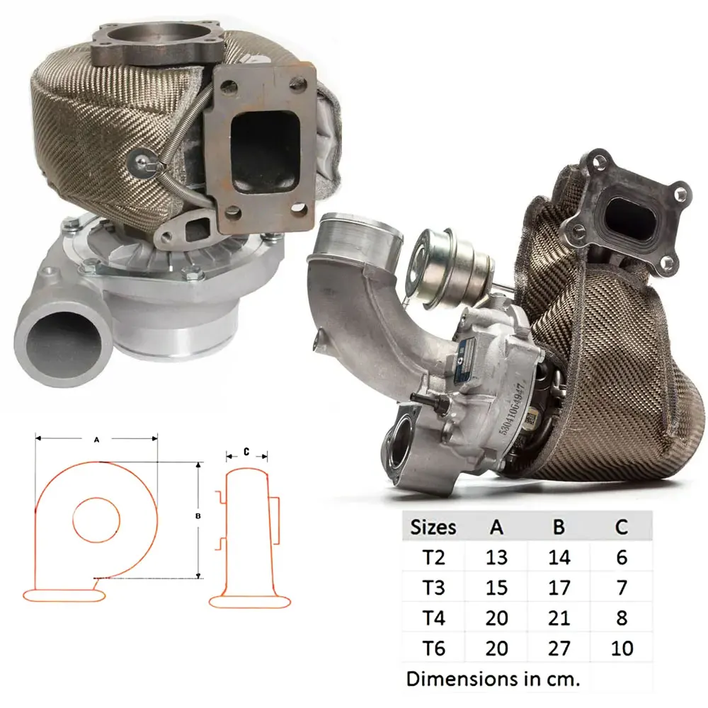 T2 T25 T28 T3 T4 T6 Glasvezel Turbo Hitteschild Turbosprężarka Deken Cover Meest Turbine Wysokotemperaturowa folia ochronna Ciepło