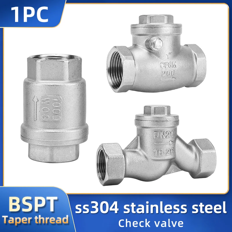 

304 stainless steel swing check valve H14W H12W H11W horizontal threaded one-way valve Water pipe check valve 1/2 3/4 1“ 1-1/4”