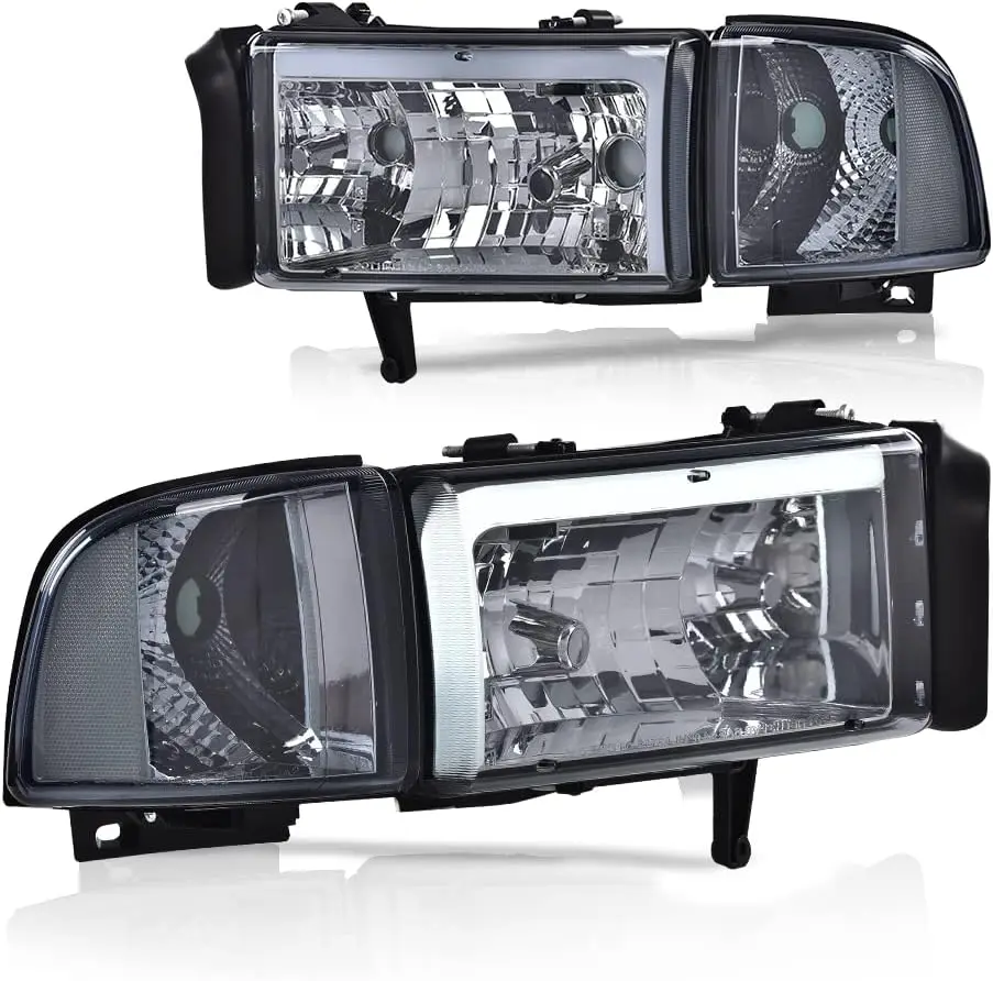 

Led Drl Headlights, Compatible with Dodge Ram 1500 2500 3500 1994 1995 1996 1997 1998 1999 2000 2001 2002 Black Housing Clear Co