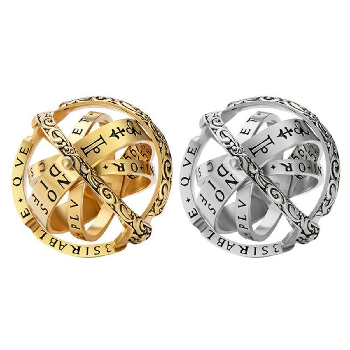 Image of Coole astronomische B alle Ringe für Frauen Männer kreative komplexe rotierende kosmische Fingerring Schmuck Mode Paar Vintage Ringe