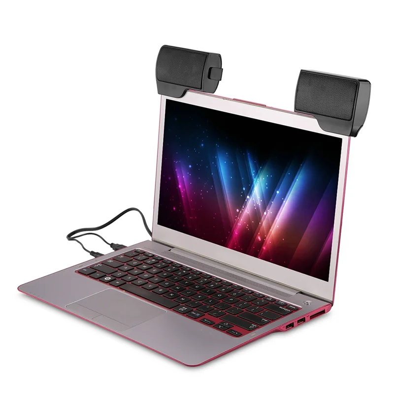 Portable Mini Clip USB Stereo Speaker Sound Bar Clipon Speakers for Notebook Laptop Phone Music Player Computer