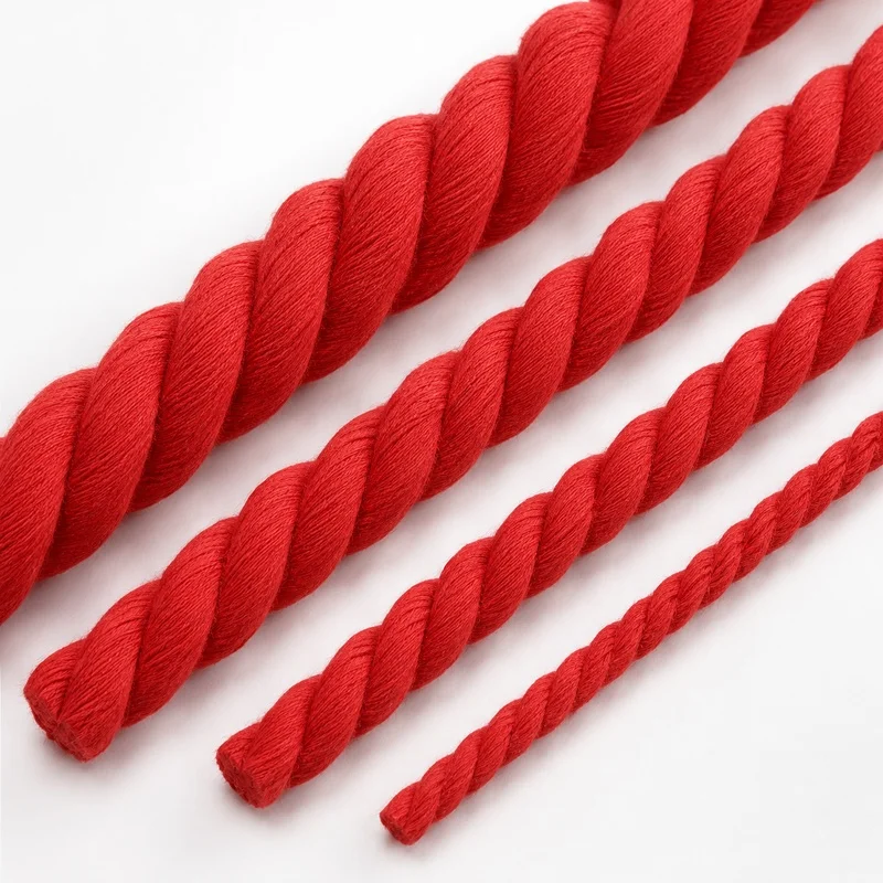 5/10M 5-20mm Red 3 Shares Twisted Cotton Cords for Sewing Baskets Bag Woven Cord Knapsack Braided Rope DIY Clothes Accessories
