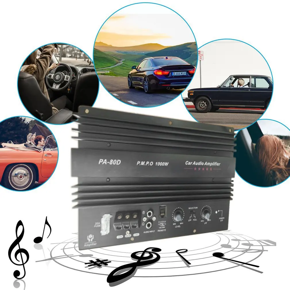 12V 1000W Amplificateur Conseil Mono Voiture Audio Puissance Amplificateur Lecteur injuste Bass Subwoofers Amp pour Voiture Modification PA-80D