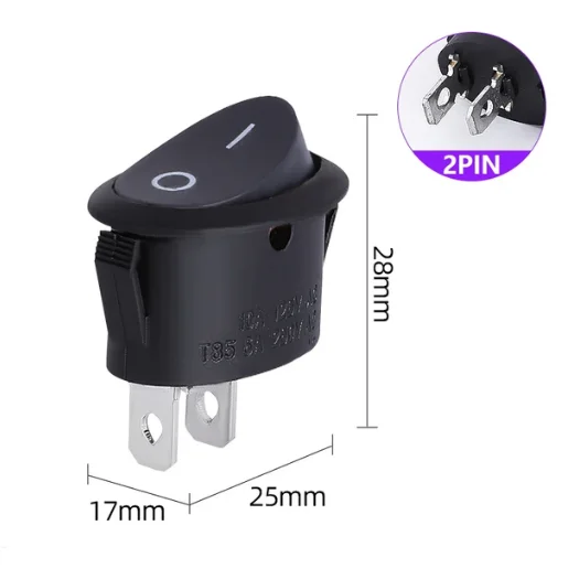 KCD7 Oval Rocker Marine Switch Pushbutton 2-Pin 2-Speed 3-Pin 2/3-Speed Fan with LED Kettle Power Switch 6A 250VAC 10A 125V