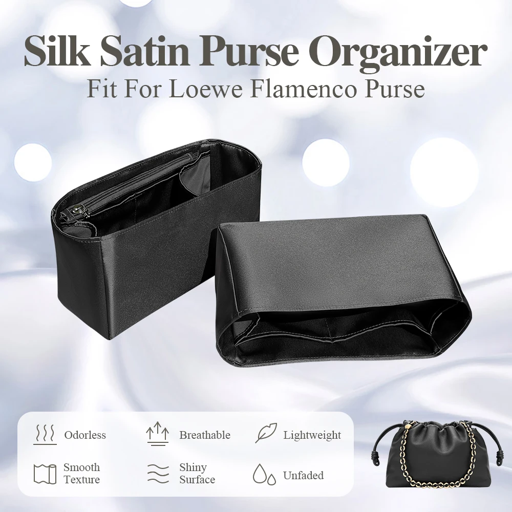 

Silk Satin Purse Organizer Insert Fit for Loewe Flamenco Purse Bag Inside Purse Storage Makeup Bag In Bag Inner Liners Organizer