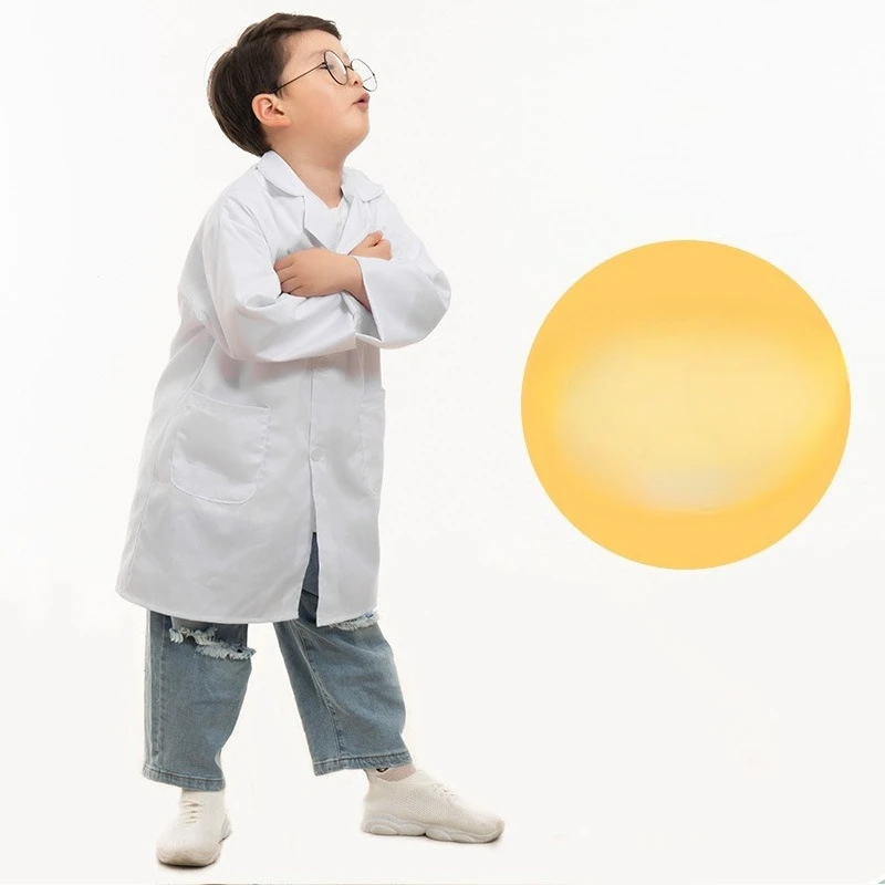 Children's White Coats Doctors and Nurses Uniforms Pure White Work Clothes Science Experiment Clothing Kindergarten Role-playing