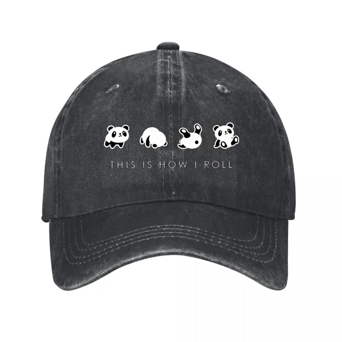 Cute Panda Face Minimal Cartoon Animal Design New Vintage Washed Cotton Baseball Cap Hip Hop Sun Hats