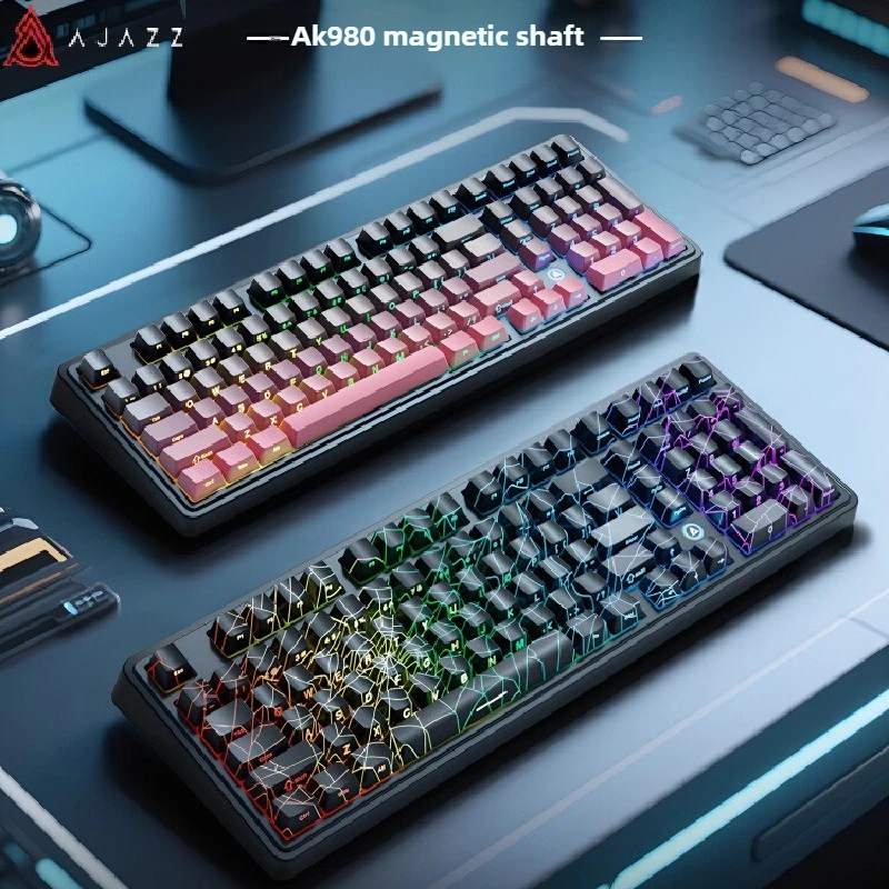 

New Ajazz AK980 Gaming Mechanical Keyboard Three Mode Wireless Bluetooth Wired Hot Swap PBT Gasket RGB PC Laptop Gamer 99 Keys