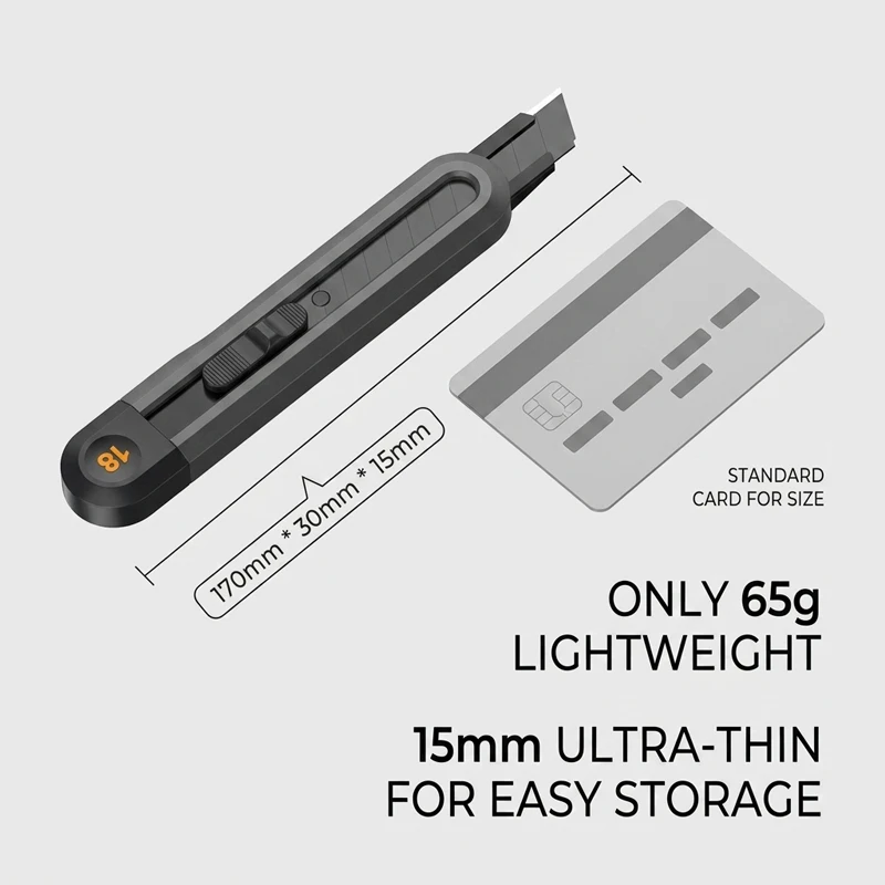 18mm Retractable Utility Knife, SK2 Blade, ABS Handle, Built-in Blade Breaker, Self-Locking, Heavy-Duty Box Cutter for Office