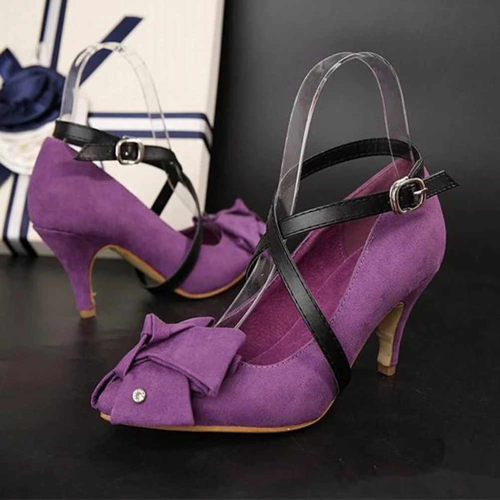 أشرطة أحذية مرنة بكعب عالٍ من البولي يوريثان قابلة للفصل وإبزيم أسود قابل للتعديل للنساء مريحة وناعمة قابلة للتمدد