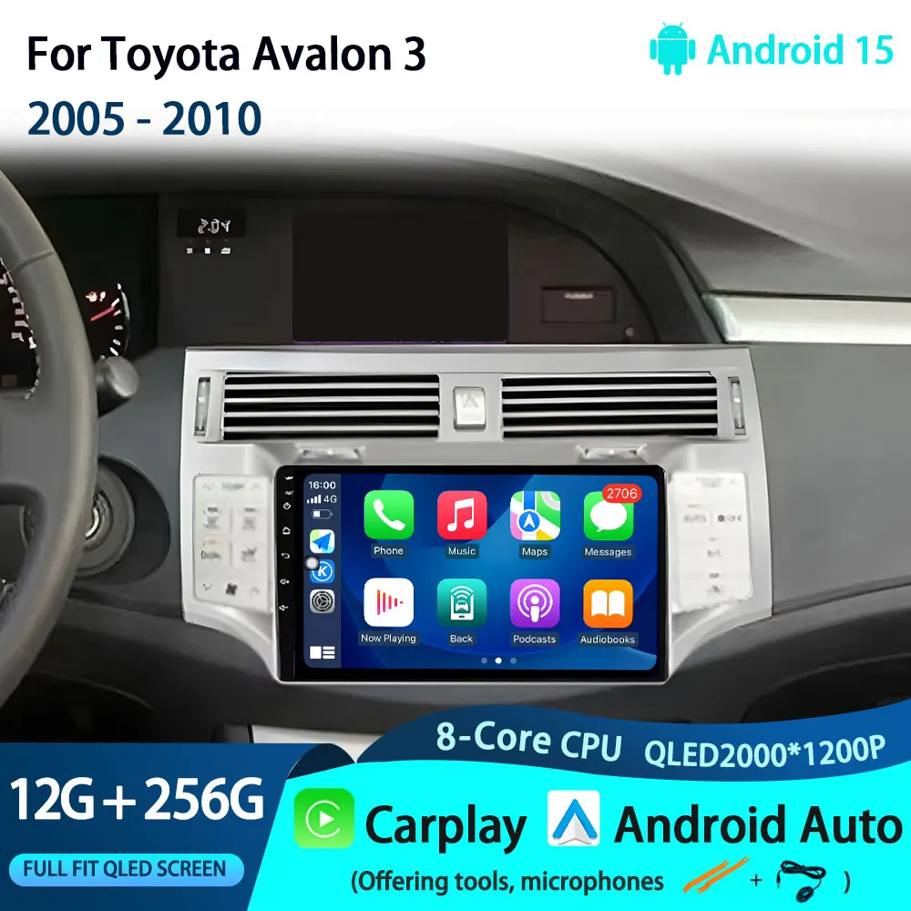 

no 2Din Android For Toyota Avalon 3 2005-2010 Car Radio Stereo Multimedia Video Player 4G Carplay Head Unit Autoradio QLED RDS