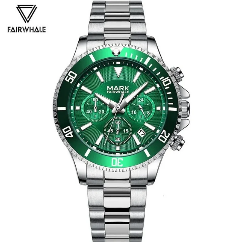 Mark Fairwhale 5770 Luxury New Men Watch Steel Strap Fashion Luminous Quartz Watch Casual Sports Wristwatch Date Clock Relojes