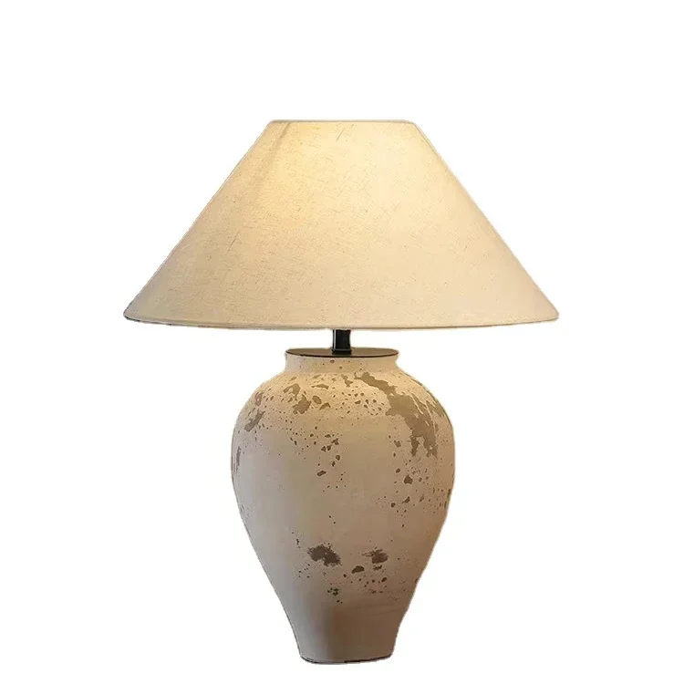 terracotta handmade ceramic Japanese table lamp for living room