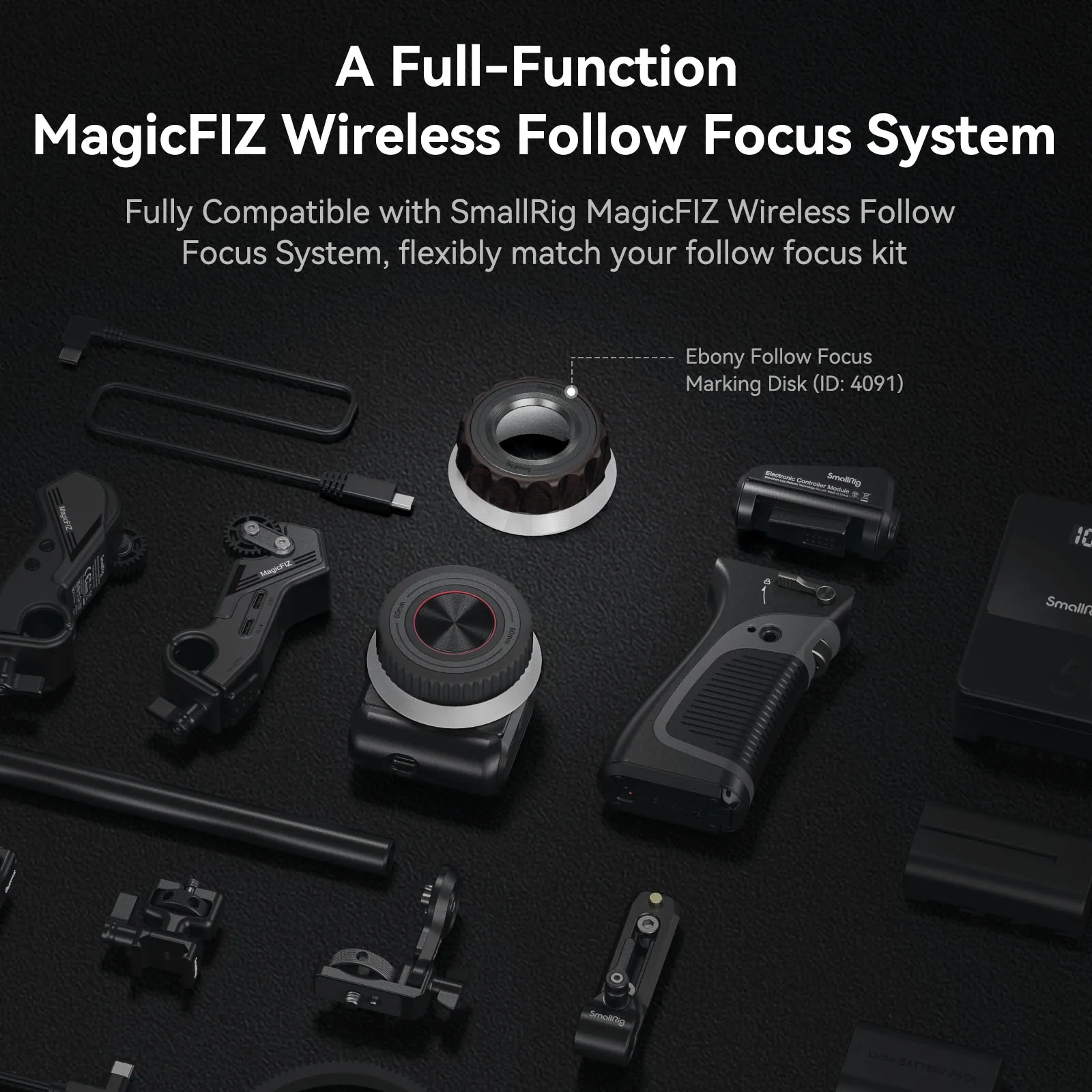 SmallRig Disk penanda roda tangan fokus ikuti (kayu), eboni terasa nyaman, untuk pengontrol roda tangan nirkabel-4091