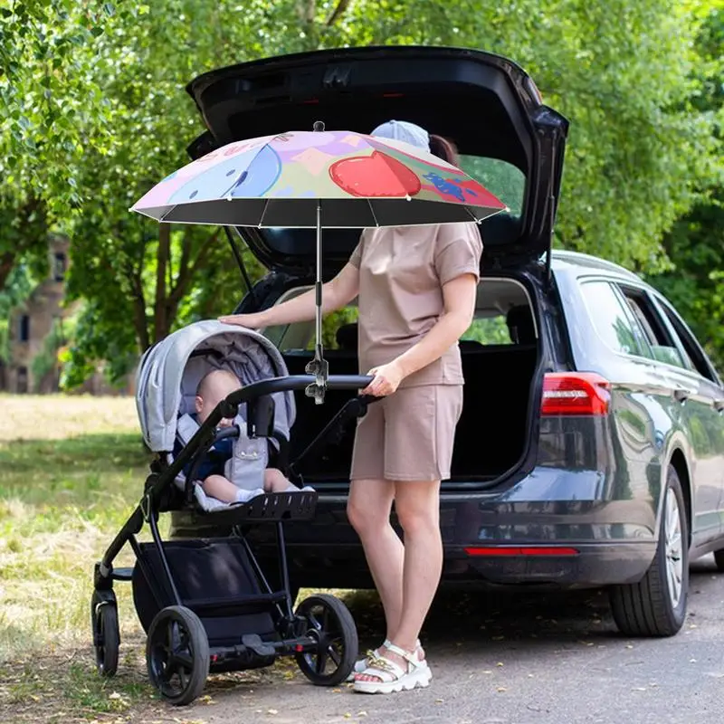 Baby Stroller Parasol Clip On Design UV Protection Umbrella Waterproof SunProof Stroller Parasol Sun Shade With Clamp For Trolly