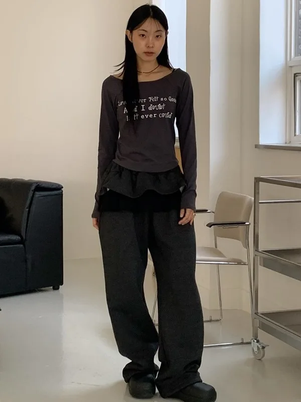 بنطلون نسائي عصري بألوان متباينة وخصر مرتفع مع رباط، ساق واسعة، تصميم كاجوال، موديل ربيعي جديد مع حاشية دانتيل زهرية #3