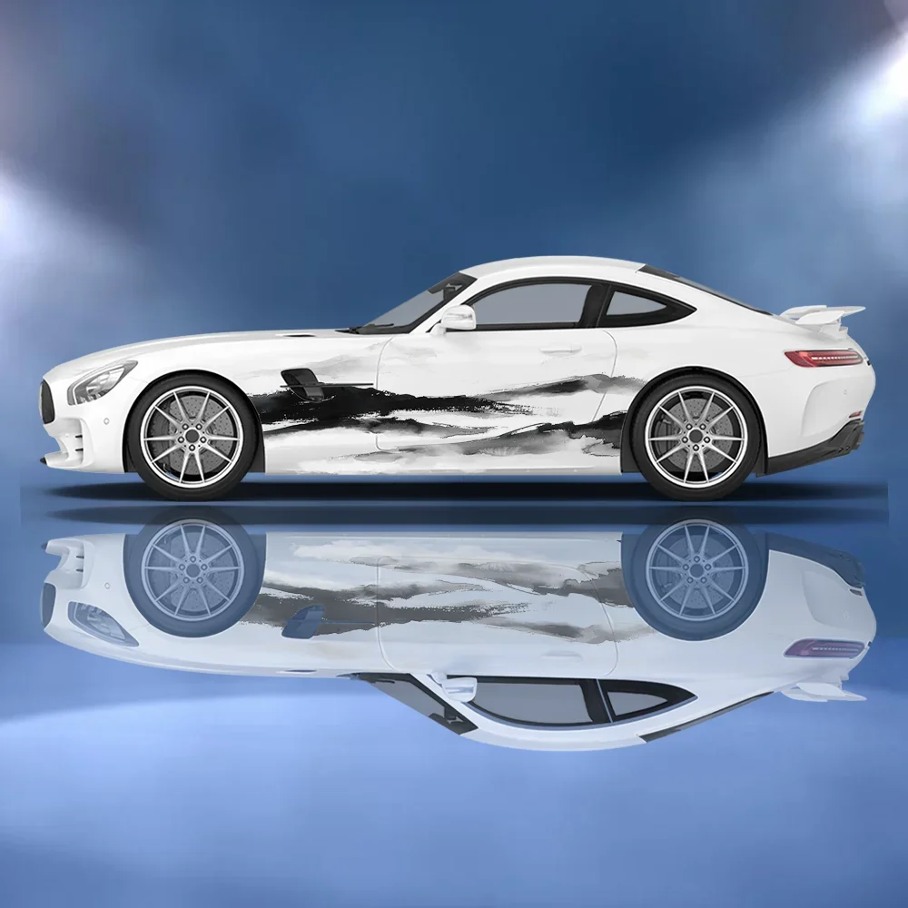 Ink Wash Mountain Scenery Car Vinyl Wraps Decal Self-adhesive PVC Sticker Suitable for Trucks SUV Decor Auto Accessories Gift