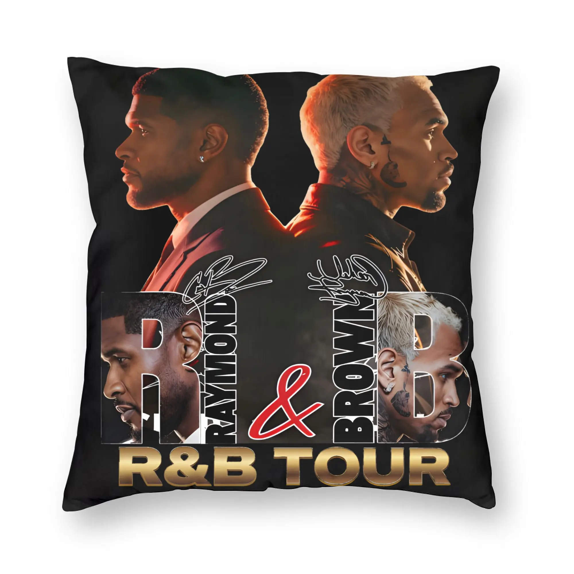 Chris Brown And Usher The Rb Tour Pillowcases Raymond And Brown Cute Funny Pillow Case For Sofa Car Home Decor Soft Pillow Cover