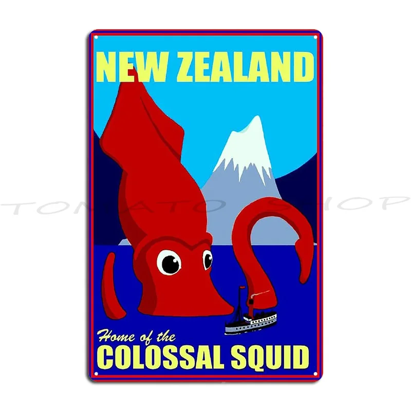 New Zealand Vintage 1930 Fantasy Giant Squid Metal Plaque Poster Club Personalized Wall Cave Wall Decor Designer Tin Sign Poster