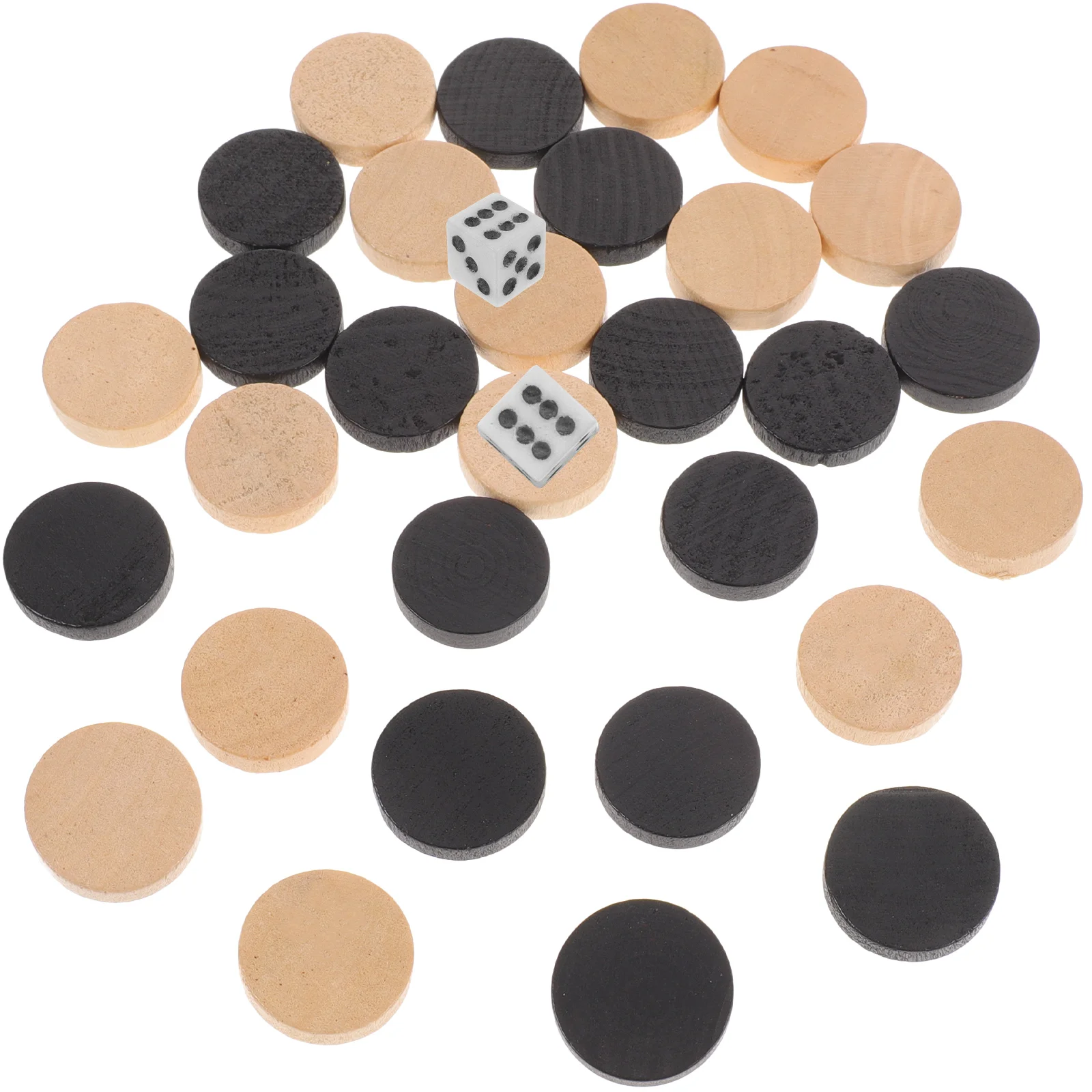 15pcs Wooden Checkers Pieces Smooth Portable Backgammon Set Chess Game Accessories Replacement for Board Games