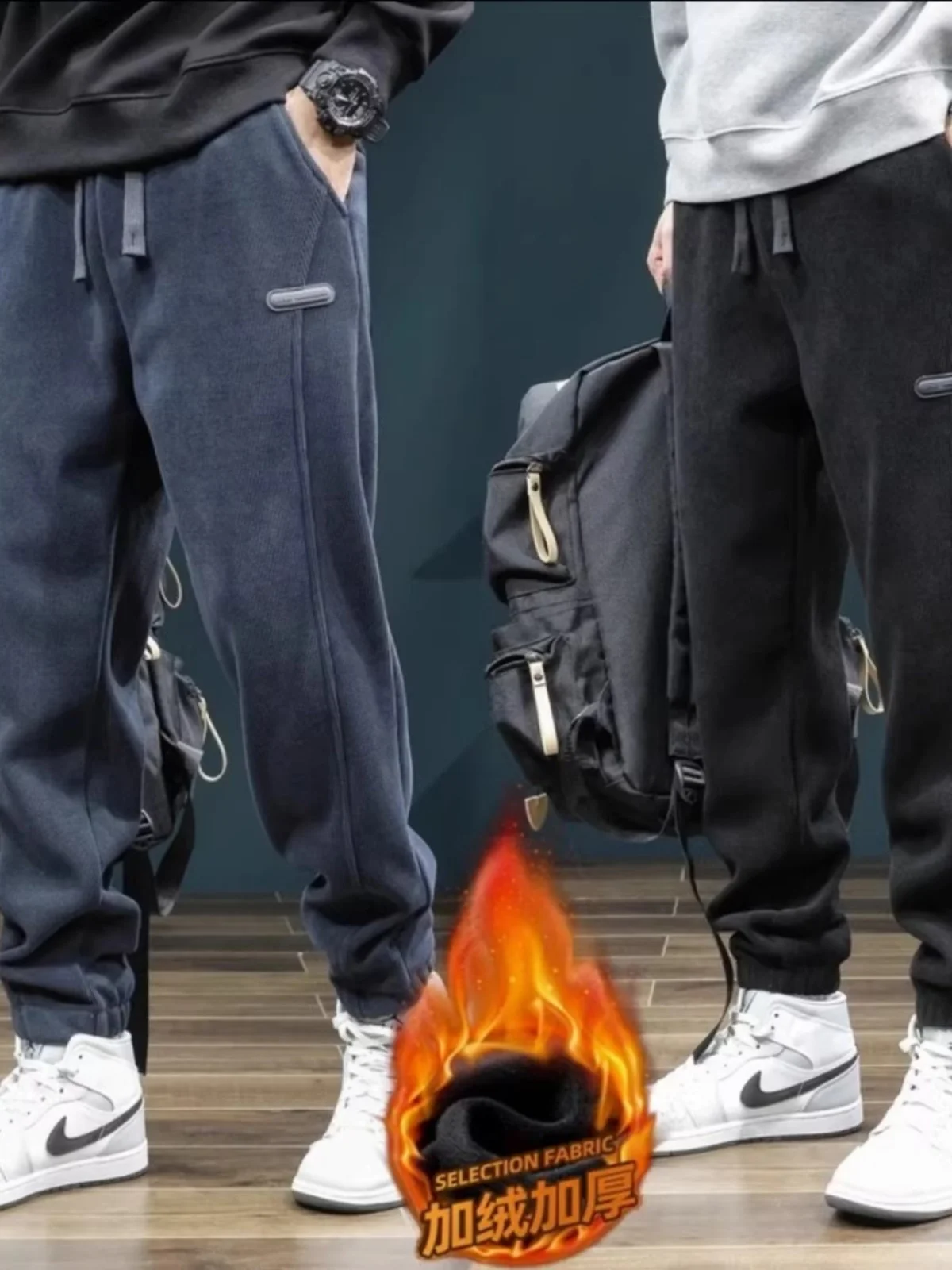 

Мужские вельветовые спортивные брюки на флисовой подкладке, повседневные, свободного кроя, осенне-зимние, теплые, больших размеров, с манжетами, длинные штаны