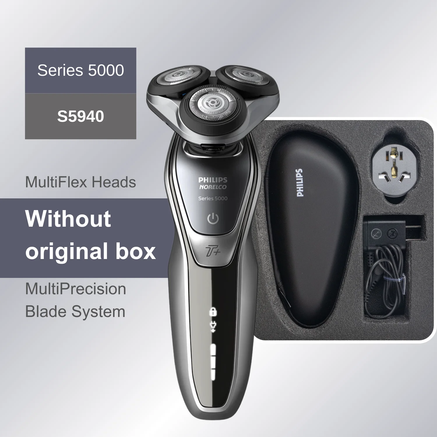 

Philips Norelco Razor Series 5000 S5940, No Original Packaging, MultiFlex Heads, MultiPrecision Blade System