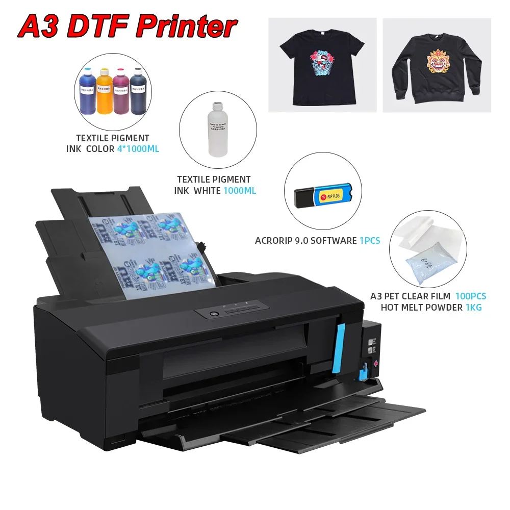 

Горячая распродажа Epson A3 Dtf принтер Пленочный принтер A3 для тканей Кожаная футболка Dtf Transfer Film A3 Печать футболок