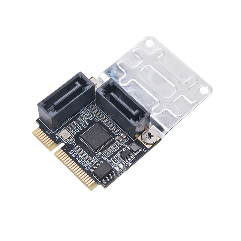 Mini PCI Express to 2 Ports SATA 3.0 Expansion Card Mini PCIe to Dual SATA3 6Gpbs Add On Cards ASM1061 Chip Support SATA HDD SSD