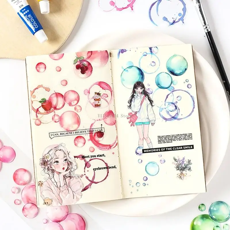 

Акварельный пузырьковый узор, съемная декоративная лента для журналов и упаковки подарков, экологический друг, товары для сам»