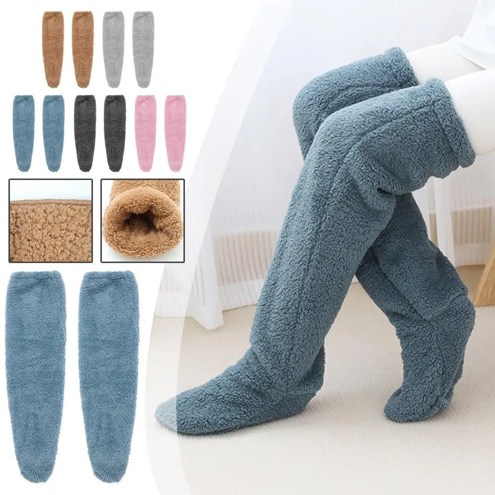 

Thigh High Fuzzy Socks Ladies Over Knee Fluffy Fur Socks Bed Sleeping Warm Socks Legging Stocking Plush Leg Warmers For Wom T3S6
