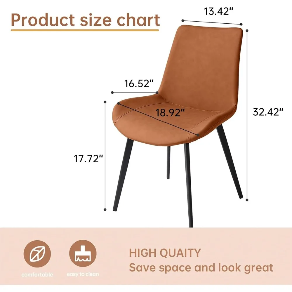 كراسي المطبخ وغرفة الطعام الحديثة، ومقعد وسادة من الجلد الصناعي المنجد وأرجل معدنية قوية