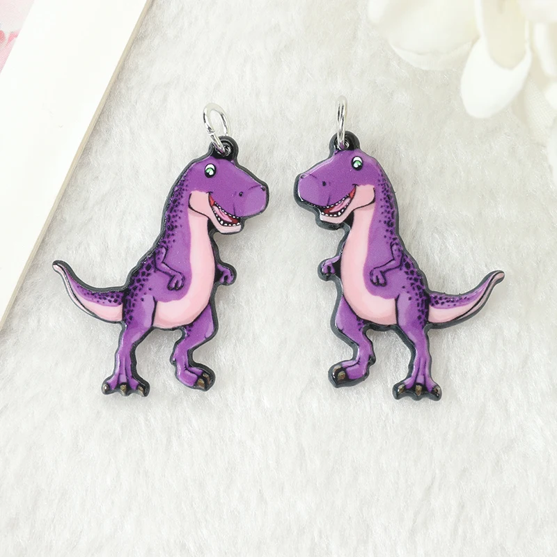 10 piezas de abalorios de dinosaurio de dibujos animados, Tiranosaurio Rex, accesorios de joyería, pendiente, colgante, collar, accesorios para hacer tú mismo