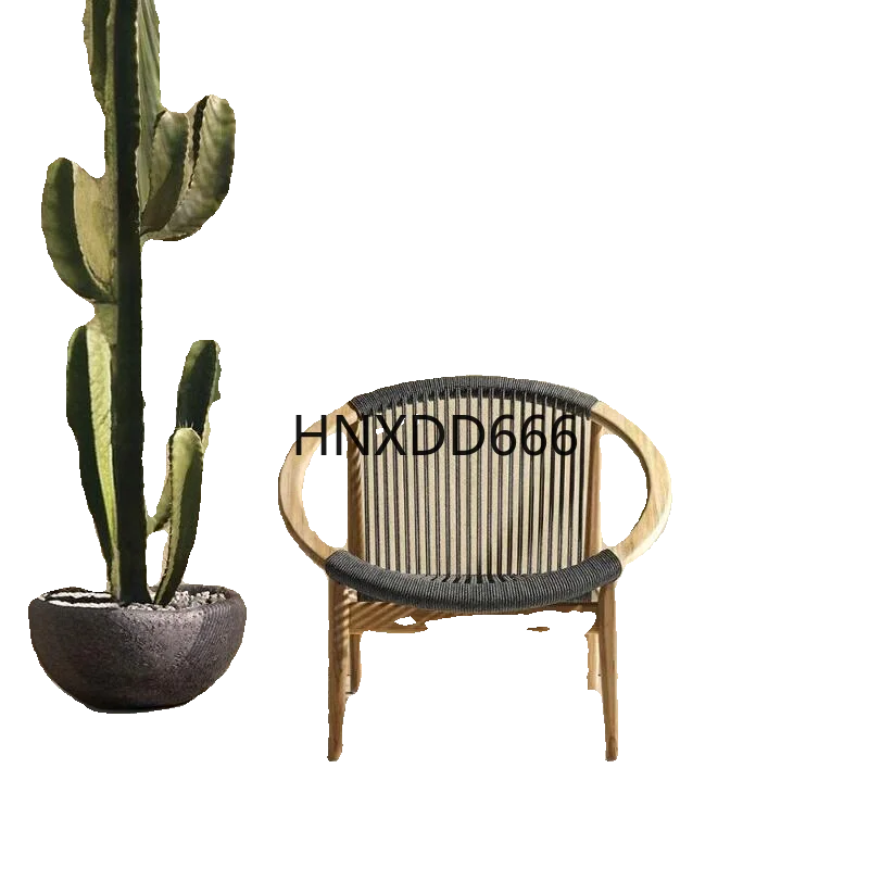 

Outdoor table, dining chair, solid wood lazy sofa, tea table three-piece set