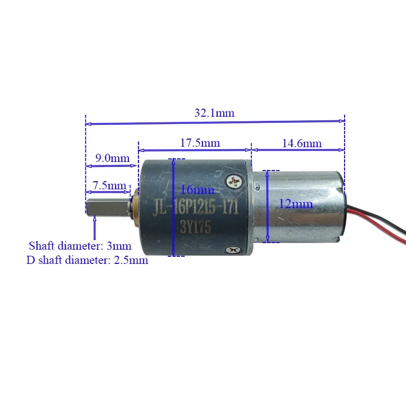 6-pole Mini 16mm Planetary Gear Motor DC 5V 6V 12V 80RPM Slow Speed Micro 1215 Planetary Gearbox Gear Motor