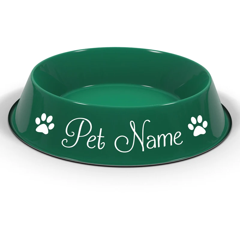 2 X Personalised Pet Name Stickers With Paw Prints Removable Decorative Sticker for Feeding Bowls of Cats and Dogs