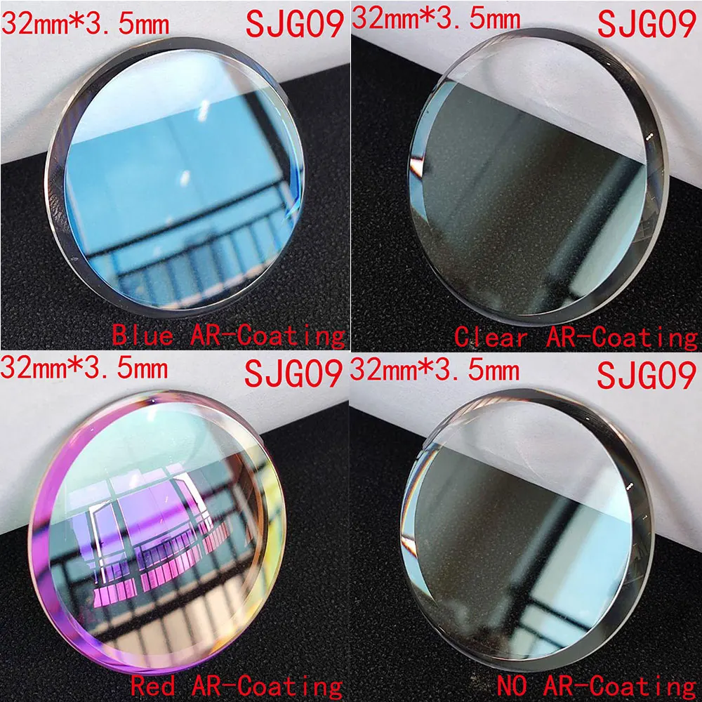 

32mm*3.5mm Double dome sapphire Crystal Watch Mirror blue red transparent AR coating 6105 6106 6119 6306 6309 Watch mirror parts