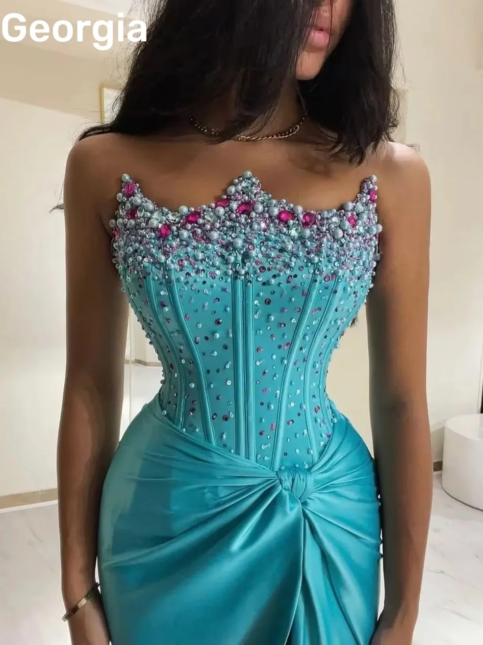 Bainha dividida فسات intellimaveraSweetheart até o chão vestidos de baile beadings zíper até sem mangas plissado vestidos de ocasião formal