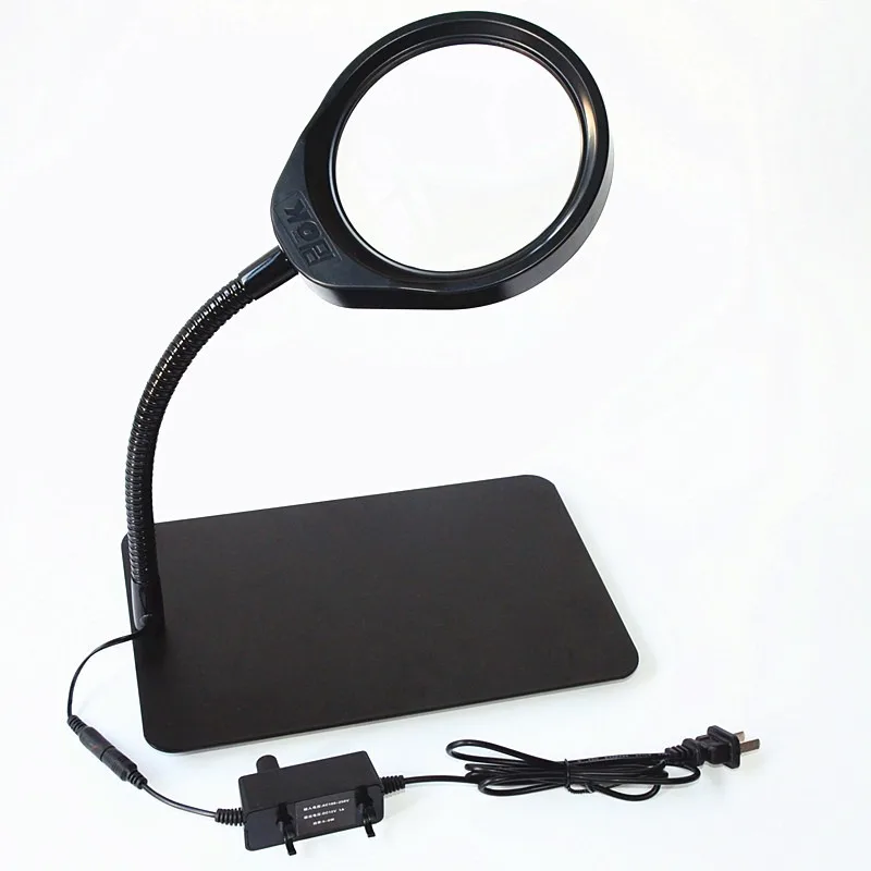 USB-032C Benchtop magnifying glass with lamp universal bracket HD white glass 5X 8X 10X 20X