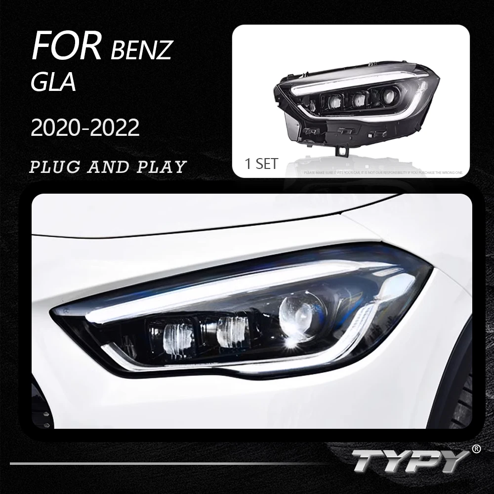 TYPY New LED Headlight Upgrade Modified Full Head LampFor Benz GLA 2020-2022 Turn Signals Daytime Running Lights