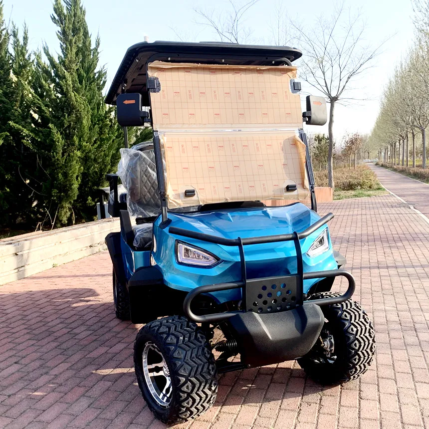 2 Seat Electric Golf Cart Street Legal Electric Four Wheeler 60V Lithium Battery 14 Inch Aluminum Wheels