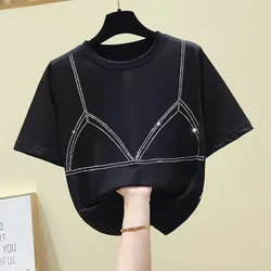 New Fashion Casual Woman Tshirts Women Sexy Tops Female Lady Beautiful Aesthetic Hollowed out Bra printing T-Shirts Dropshipping