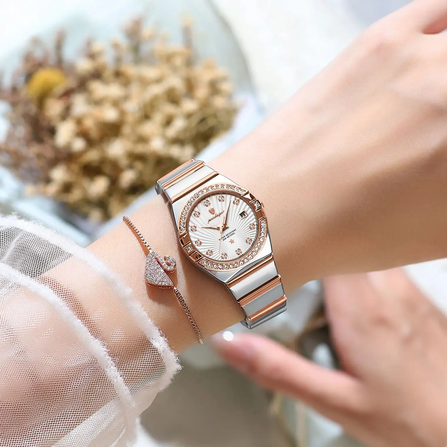 POEDAGAR Роскошные часы для женщин, водонепроницаемые светящиеся часы из нержавеющей стали, женские кварцевые часы, модное платье, женские наручные часы