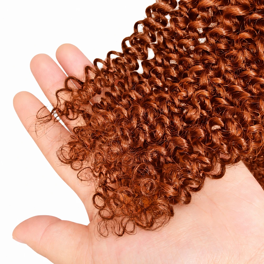 Ginger Copper Afro Curly Crochet Hair Human Hair Extensions Miracle Knots Feather Pre Separated Knotless Braids For Black Women view 4
