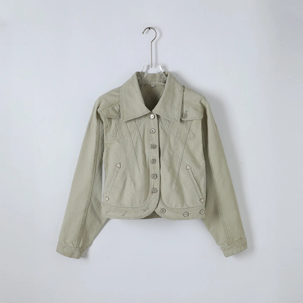 

Cotton-Blend Women's Jacket Diamond-Patterned, Waist-Defining, Slim-Fit Single-Breasted Long-Sleeve Jacket Top 2025 Fall/Winter